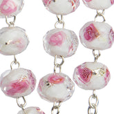 Chapelet métal perles roses incrustées 10 mm Chapelet Souvenirs de Lourdes